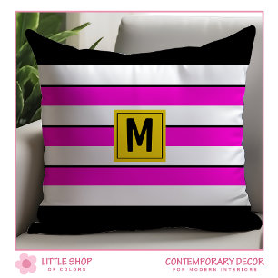 Fette rosa Streifen-Monogramm Kissen