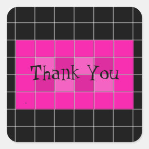 Fette rosa und schwarze Kachel-Dankeschön-Aufklebe Quadratischer Aufkleber