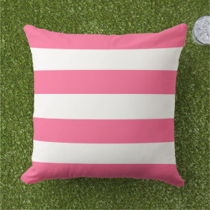 Fette rosa weiße breite horizontale Streifen Kissen