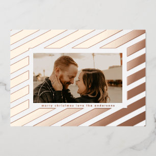 Fette Rose Gold geprägte Weihnachtsstreifen-Foto Folien Feiertagskarte