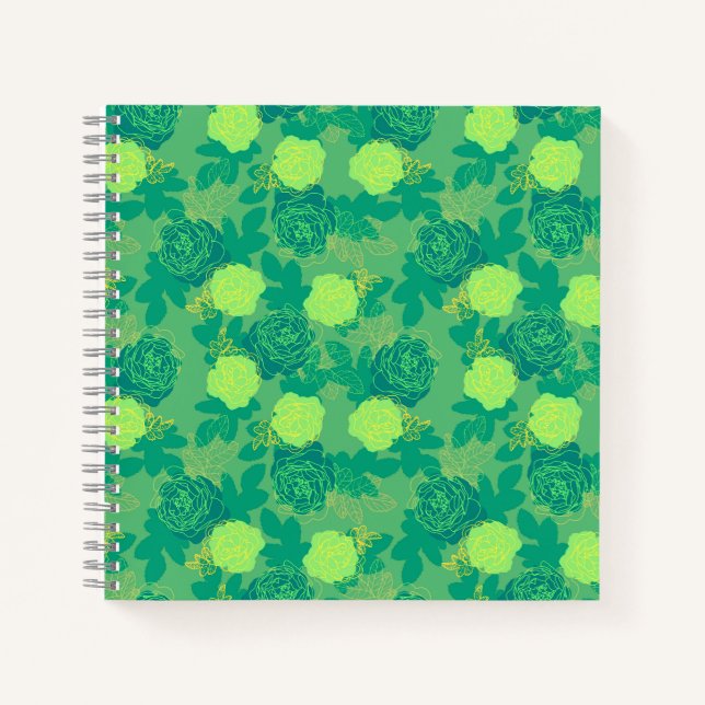 Fette Rose, grünes Gold Notizbuch (Vorderseite)