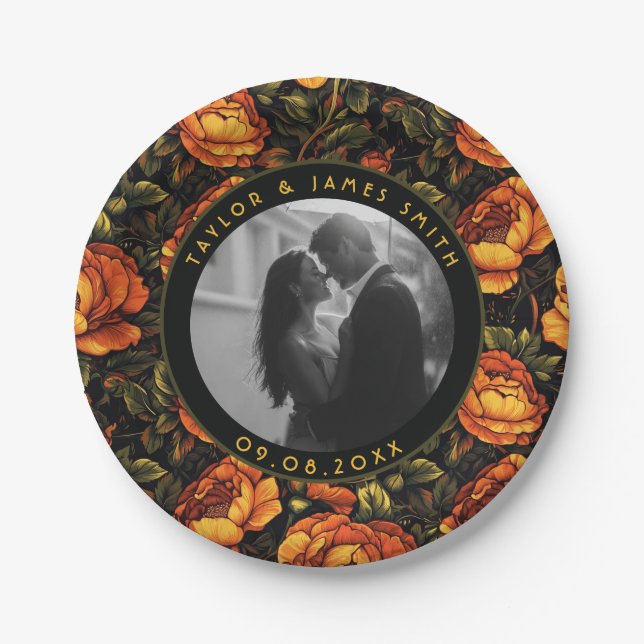 Fette Rose Grünpflanzen Teller für Hochzeitssache (Vorderseite)