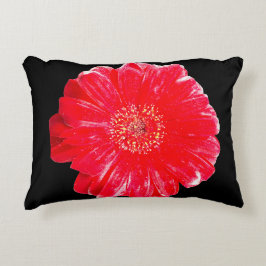 Fette rote Gerbera-Daisy-Kissenhülle mit schwarzem Dekokissen