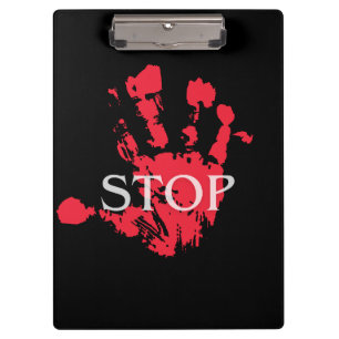 Fette rote Handabdruck "STOP" Warnsymbol – Activis Klemmbrett
