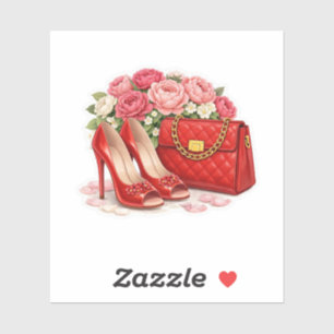 Fette rote High Heels Luxus-Quilt-Tasche Aufkleber
