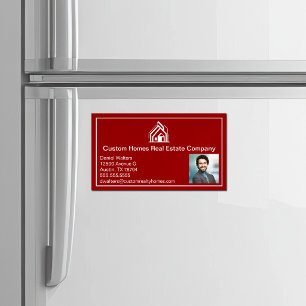 Fette rote Immobilienfirma Makler Foto Magnetische Visitenkarte
