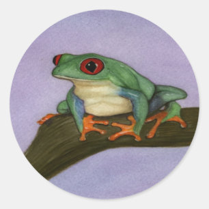 Fette rote mit Augen Baum-Frosch-Aufkleber Runder Aufkleber