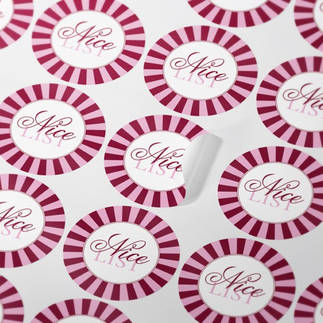Fette rote Streifen-Schöne-Liste-Weihnachtsfeier-A Runder Aufkleber (Von Creator hochgeladen)