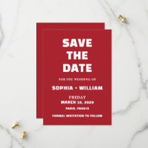 Fette rote Typografie Hochzeit Save the Date Kart