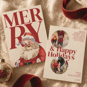 Fette rote Typografie Weihnachtsmann-Foto-Feiertag Feiertagskarte