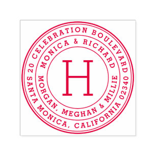 Fette Round-Family-Namen und Monogram-Rücksendeadr Permastempel