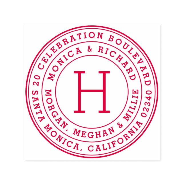 Fette Round-Family-Namen und Monogram-Rücksendeadr Permastempel (Design)