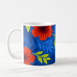 Fette scharlachrote Blüten mit eleganten Blättern Kaffeetasse