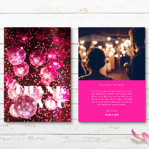 Fette Schicke Heiß Rosa Glitter Retro Disco-Kugel Dankeskarte