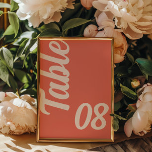 Fette Schreibschrift Korallenrosa Moderne Hochzeit Tischnummer