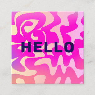 Fette Schrift Groovy Retro Hello Rosa Bunt Quadratische Visitenkarte