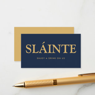 Fette Schrift "Sláinte"Irisch-Gälischer Freigeträn Begleitkarte
