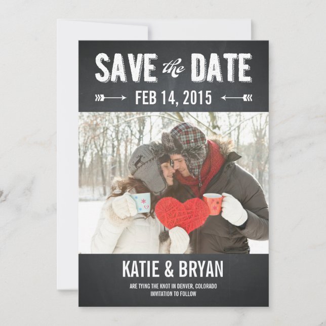 Fette Schultafel Save The Date Karten (Vorderseite)