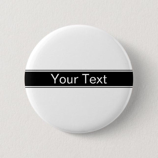 Fette Schwarz-Weiß-Streifen bearbeitbarer Text Button (Vorderseite)