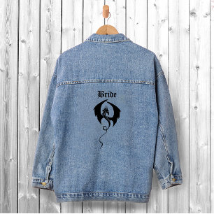 Fette schwarze Fantasy-Drachenschwert rote Rosen Jeansjacke