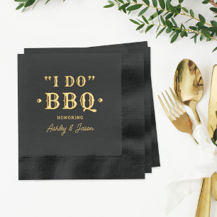 Fette schwarze 'Ich heirate BBQ'-Hochzeit Servietten Mit Folie