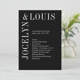 Fette schwarze moderne Hochzeit Programm