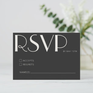 Fette schwarze Typografie Moderne Hochzeit Elegant RSVP Karte
