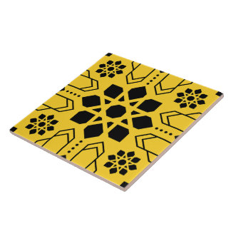 Fette schwarze und gelbe islamische geometrische M Fliese