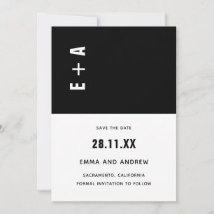 Fette schwarze und weiße minimalistische Anfangsbu Einladung