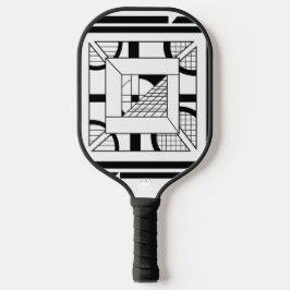 Fette schwarze weiße geometrische abstrakte Linien Pickleball Schläger