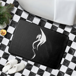 Fette schwarze weiße Stammes-Drache-Illustrationsg Badematte
