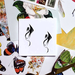 Fette schwarze weiße Stammes-Drache-Illustrationsg Permastempel