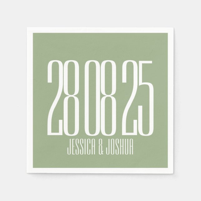 Fette Script Sage Green White Ultra Modern Wedding Serviette (Vorderseite)