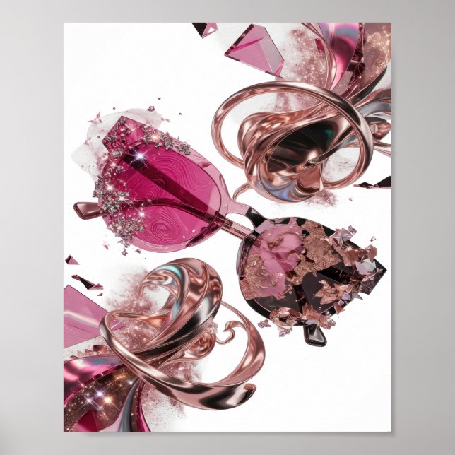 Fette Silber ABSTRACT ART Gestaltung v3 Poster (Vorne)