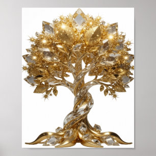 Fette Silberne GOLDENER LEBENSBAUM Design Poster