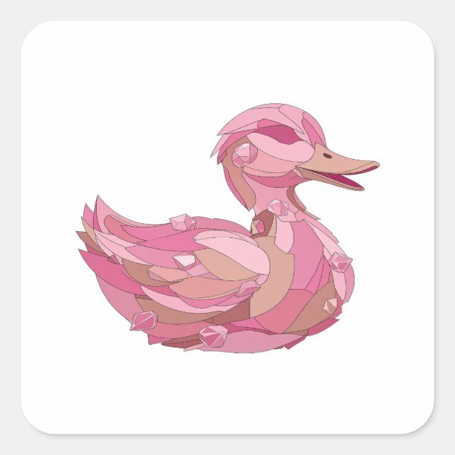 Fette Silberne PINK ENTE MIT DIAMANTEN Sticker Des (Vorderseite)
