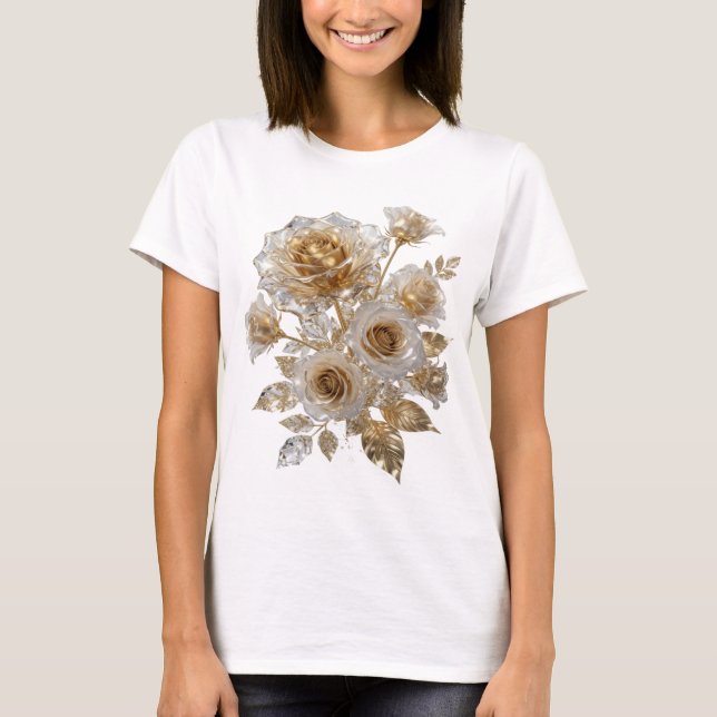 Fette Silver GOLDEN ROSES Slogan T-Shirt (Vorderseite)