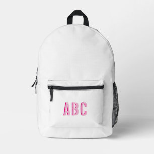 Fette Sport Hot Pink 3-Buchstaben-Monogramm Bedruckter Rucksack