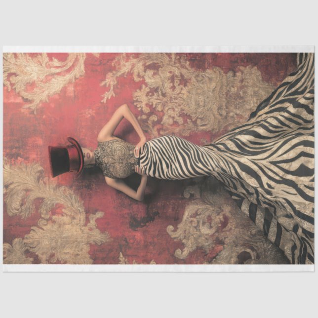 Fette Streifen, raffinierte Lady, Damask Patina Seidenpapier (Vorderseite)