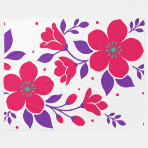 Fette, tiefrosa florale Gestaltung mit violetten B Fleecedecke