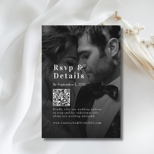 Fette Trending B&W-Foto Hochzeits-QR-Code RSVP Begleitkarte