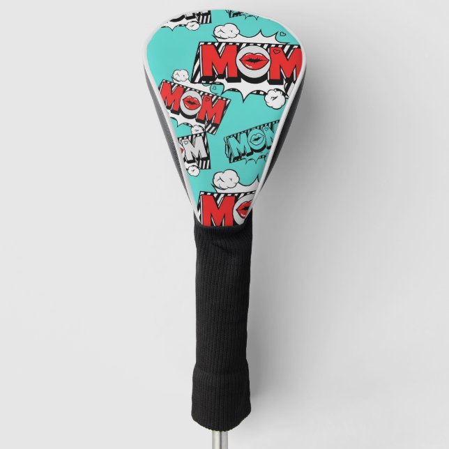 Fette Türkis-Comic-MOM-Grafik Golf Headcover (Vorderseite)