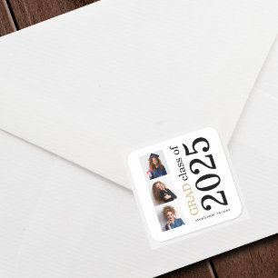 Fette Typografie 3 Fotos Weißer Abschluss 2023 Quadratischer Aufkleber