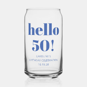 Fette Typografie Blaue moderne 50. Geburtstagsfeie Dosenglas