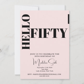 Fette Typografie Blush Pink Moderne 50. Geburtstag Einladung