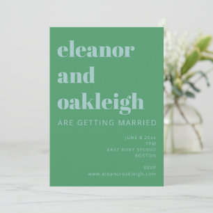 Fette Typografie Bright Green Blue Modern Wedding Einladung