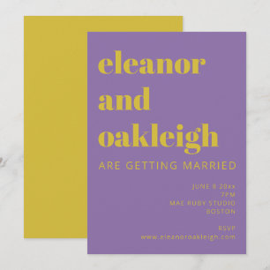 Fette Typografie Bright Lila Modern Wedding Einladung