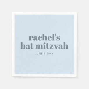 Fette Typografie Cool Soft Blau Bat Mitzvah Name Serviette