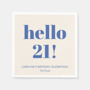 Fette Typografie Elfenbeinblau Moderne 21. Geburts Serviette