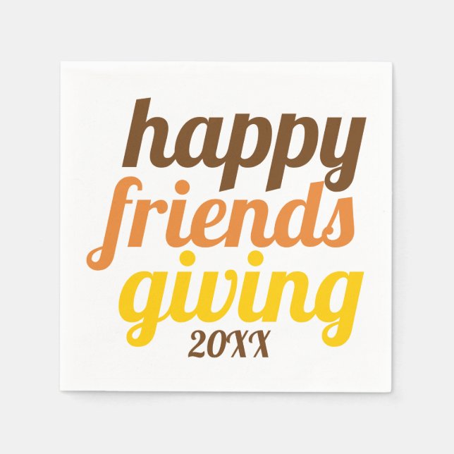 Fette Typografie Happy Friendsgiving 2019 Herbst Serviette (Vorderseite)